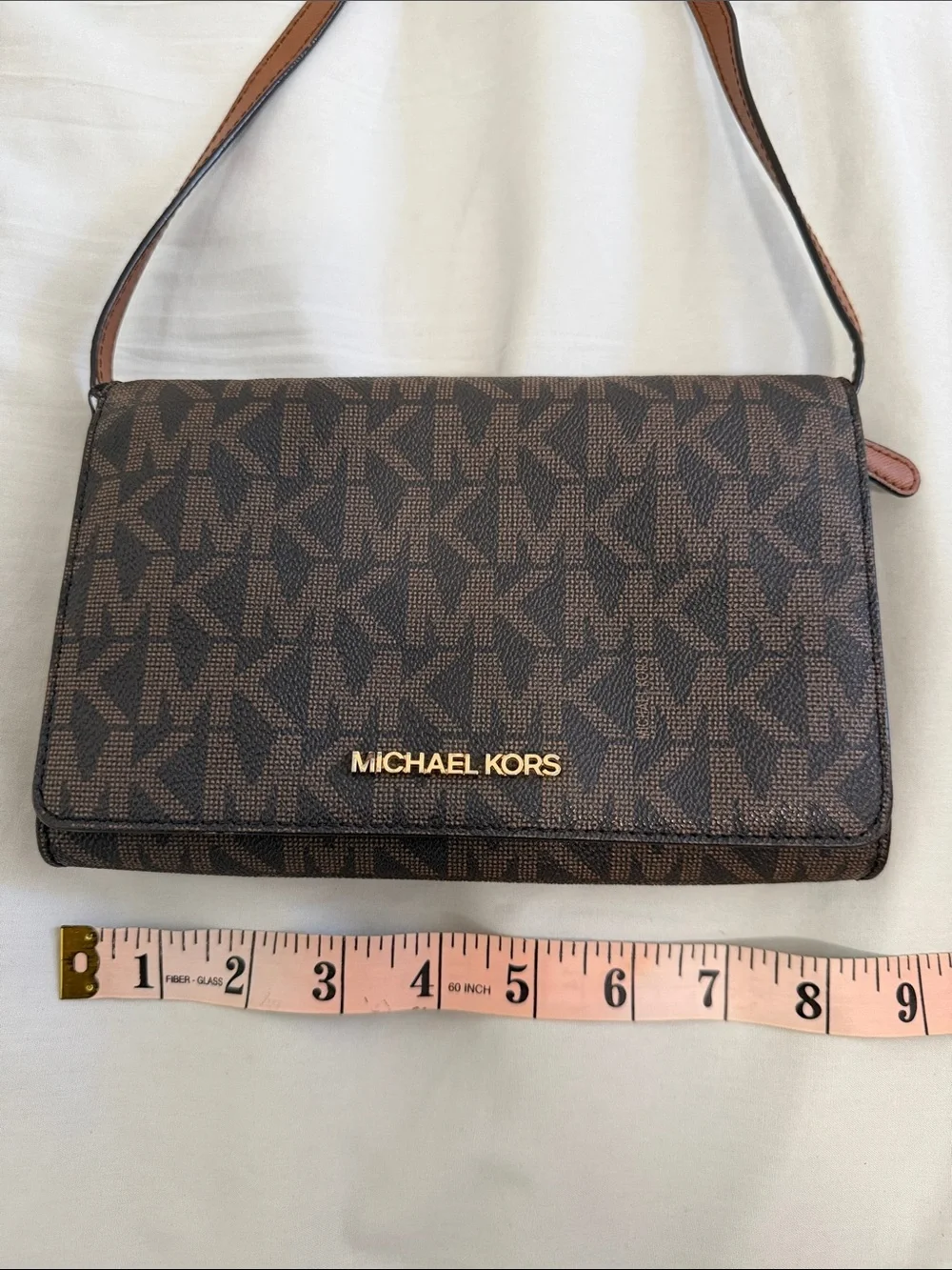 Michael Kors Brown and Dark Brown MK Signature Messenger Bag